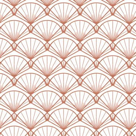 Papier peint art déco éventails terracotta