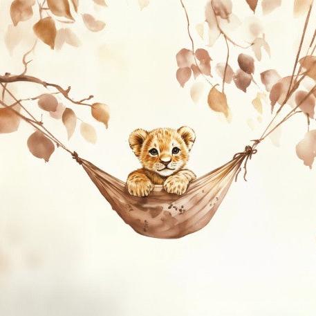 Papier peint lionceau bébé lion dans un hamac