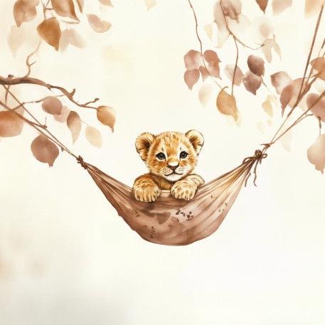 Papier peint lionceau bébé lion dans un hamac