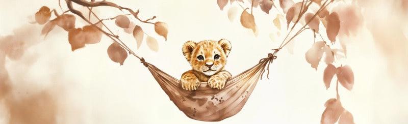 Papier peint lionceau bébé lion dans un hamac
