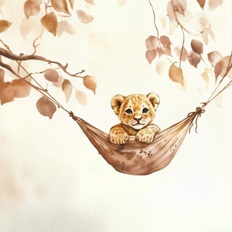 Papier peint lionceau bébé lion dans un hamac