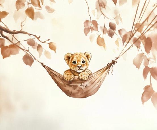 Papier peint lionceau bébé lion dans un hamac