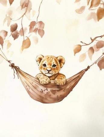 Papier peint lionceau bébé lion dans un hamac