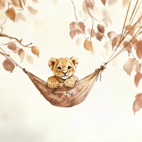 Papier peint lionceau bébé lion dans un hamac