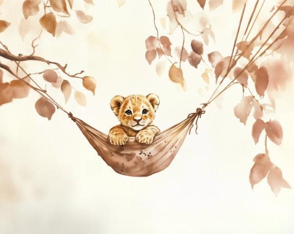 Papier peint lionceau bébé lion dans un hamac