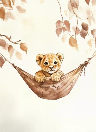 Papier peint lionceau bébé lion dans un hamac