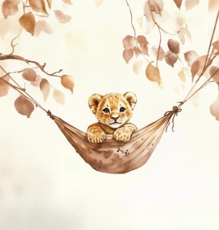 Papier peint lionceau bébé lion dans un hamac