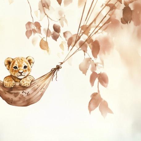 Papier peint lionceau bébé lion dans un hamac