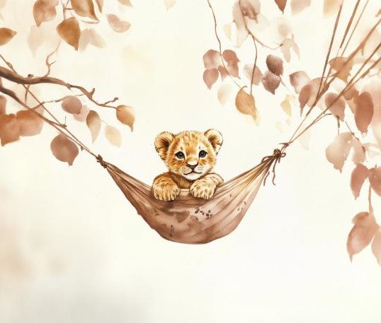 Papier peint lionceau bébé lion dans un hamac
