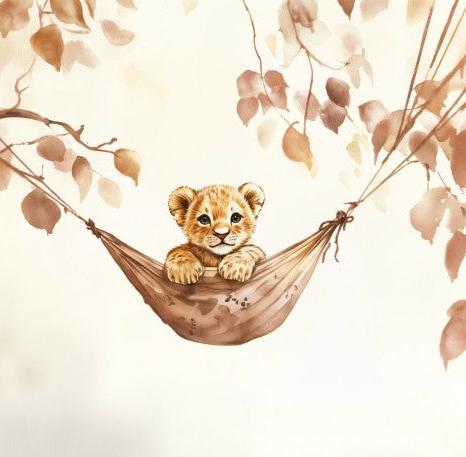 Papier peint lionceau bébé lion dans un hamac