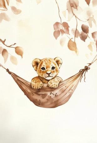 Papier peint lionceau bébé lion dans un hamac