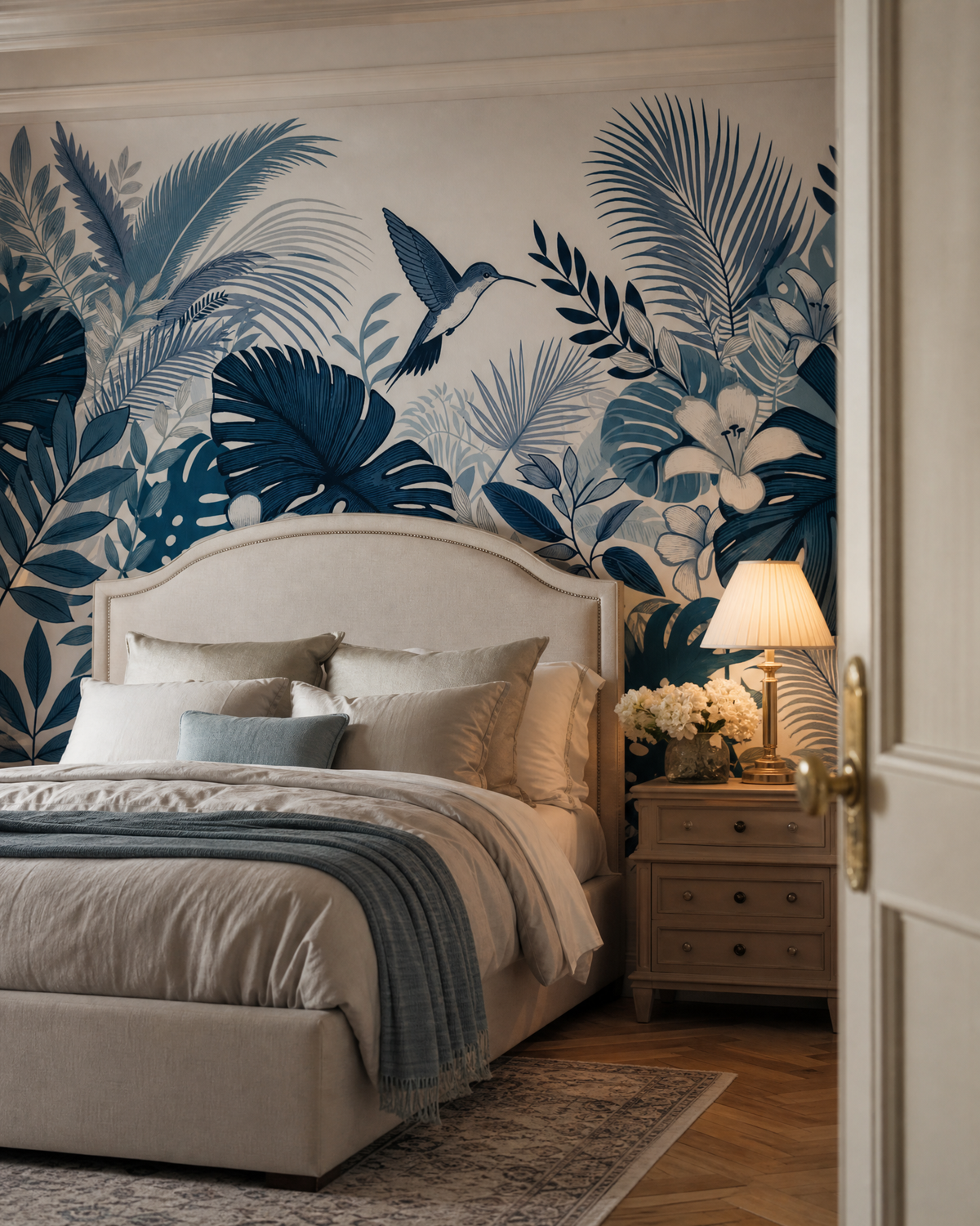 Papier peint jungle bleu canard – vue 3
