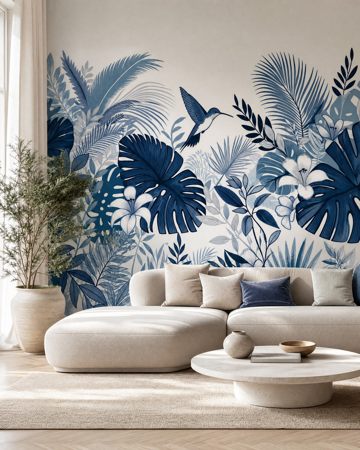 Papier peint jungle bleu canard – vue 2