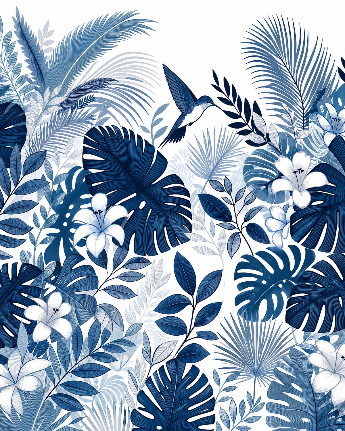 Papier peint jungle bleu canard – vue 1