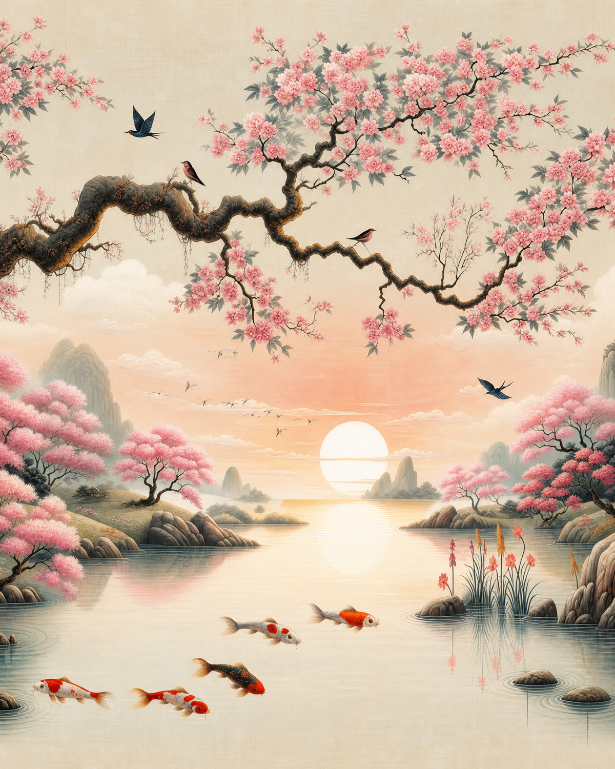 Papier peint cerisier japonais – vue 1