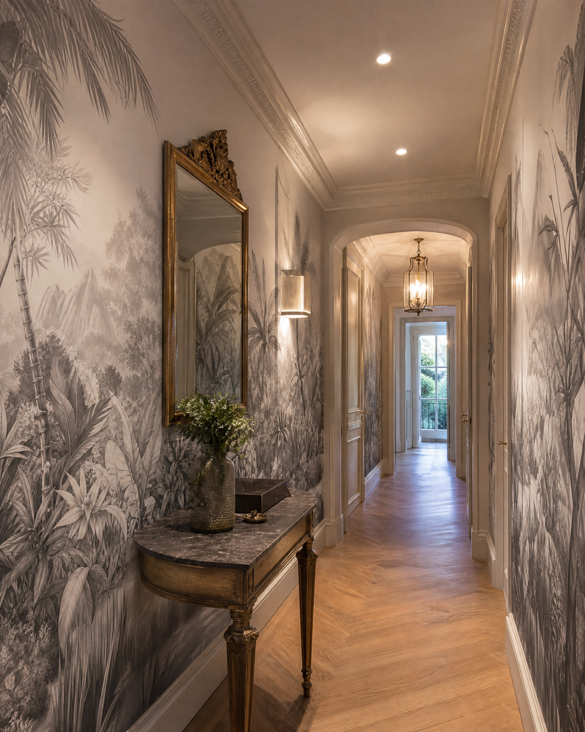 Papier peint jungle noir et blanc – vue 4