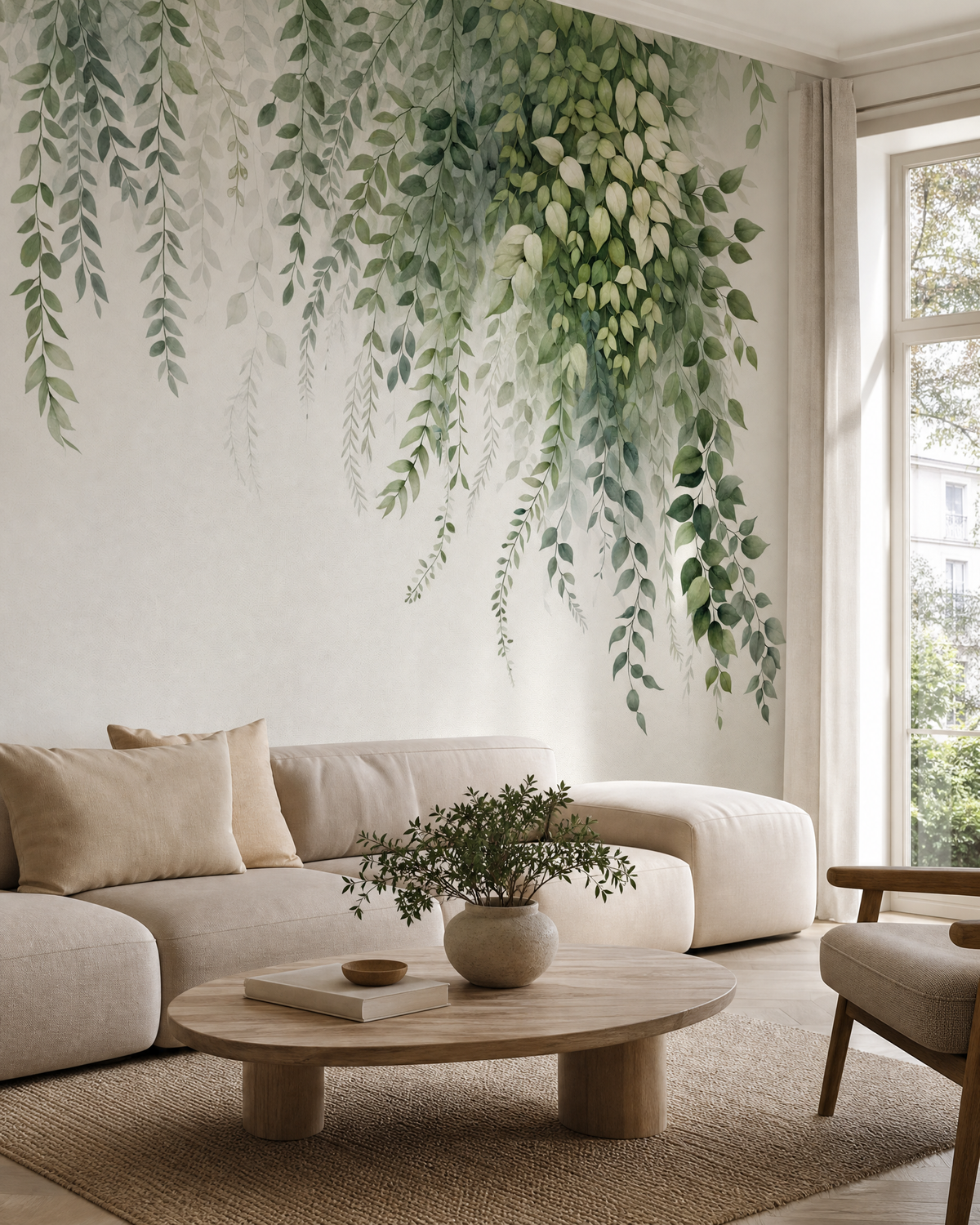 Papier peint feuillage vert – vue 2