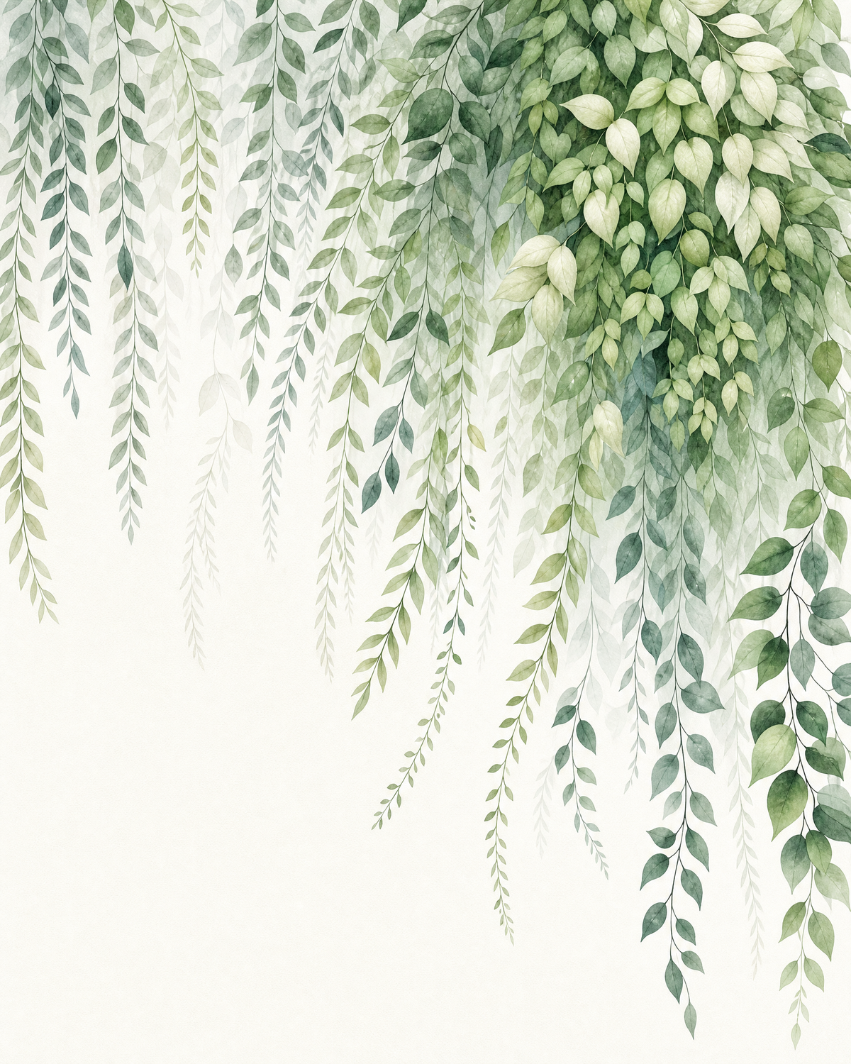 Papier peint feuillage vert – vue 1