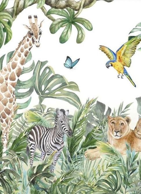 Papier peint jungle enfant faune et flore