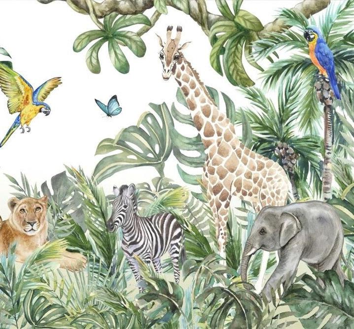 Papier peint jungle enfant faune et flore