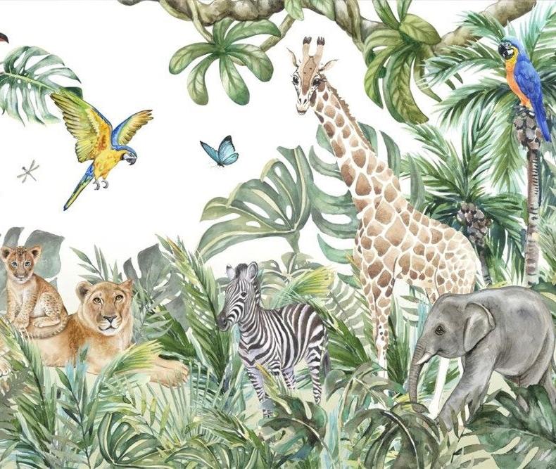 Papier peint jungle enfant faune et flore