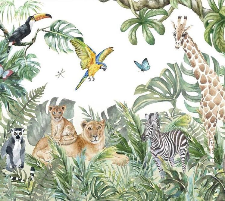 Papier peint jungle enfant faune et flore