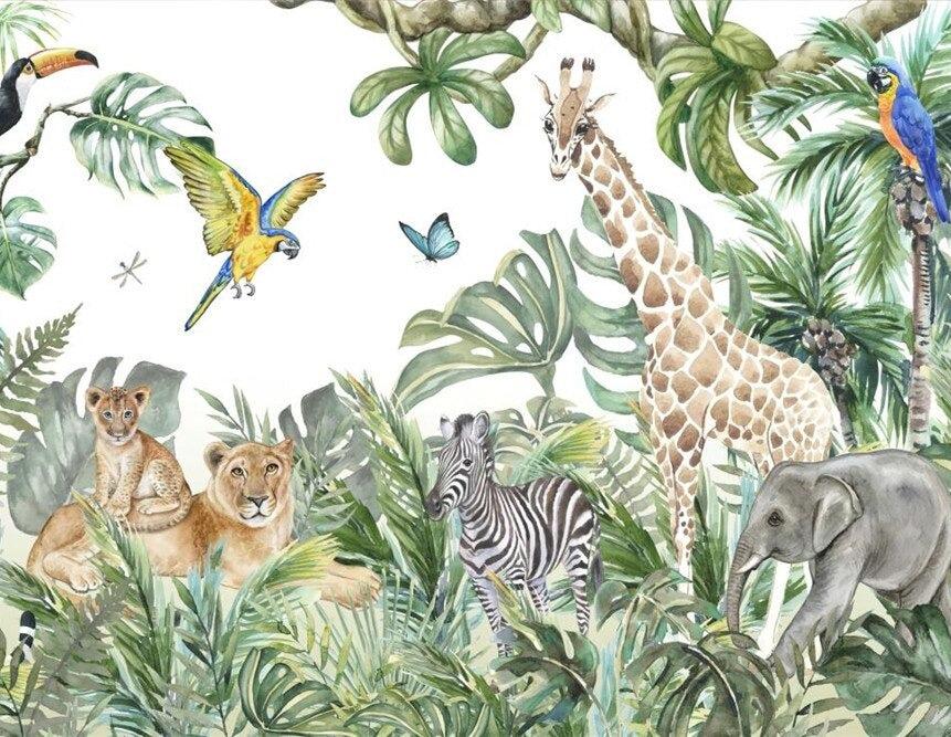 Papier peint jungle enfant faune et flore