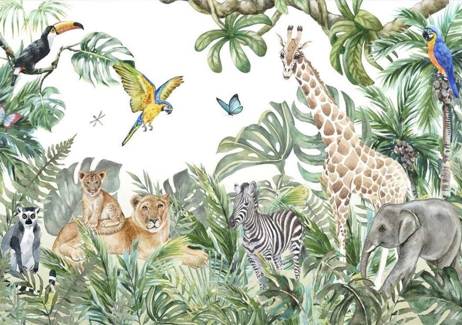 Papier peint jungle enfant faune et flore