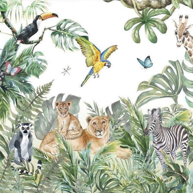 Papier peint jungle enfant faune et flore