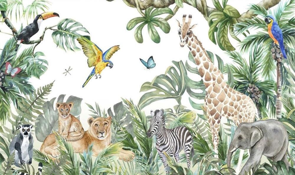 Papier peint jungle enfant faune et flore