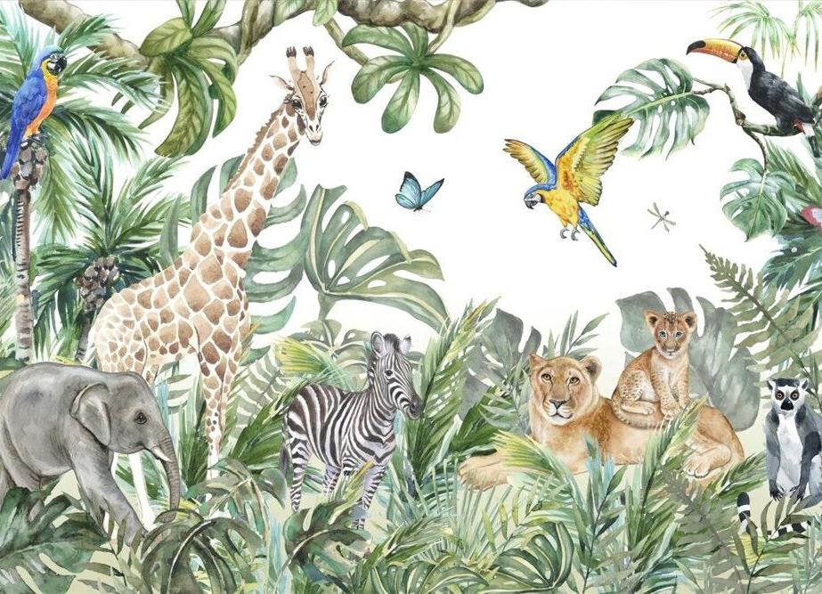 Papier peint jungle enfant faune et flore