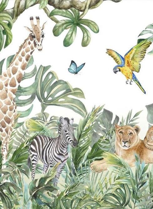 Papier peint jungle enfant faune et flore