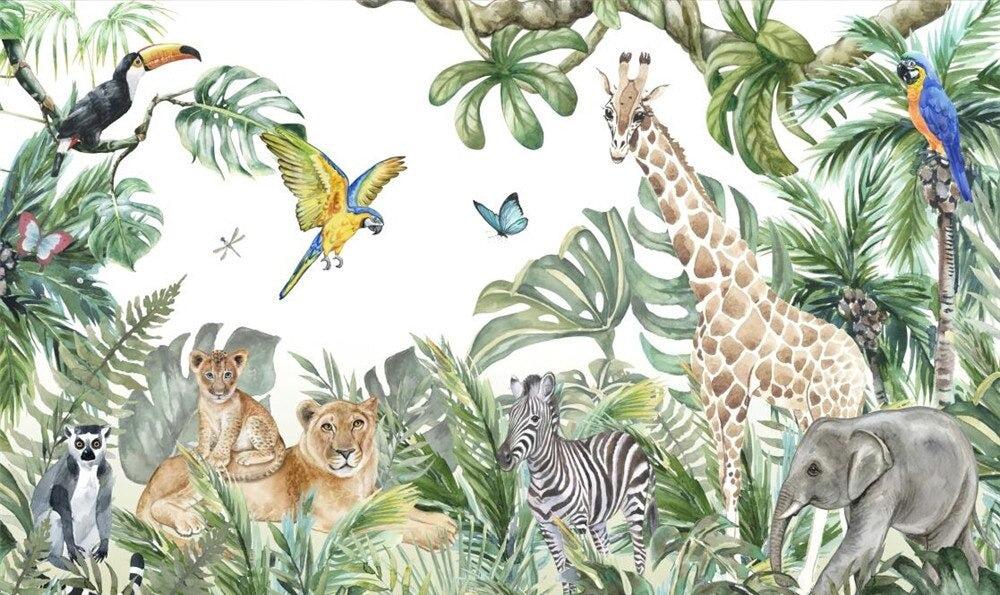 Papier peint jungle enfant faune et flore