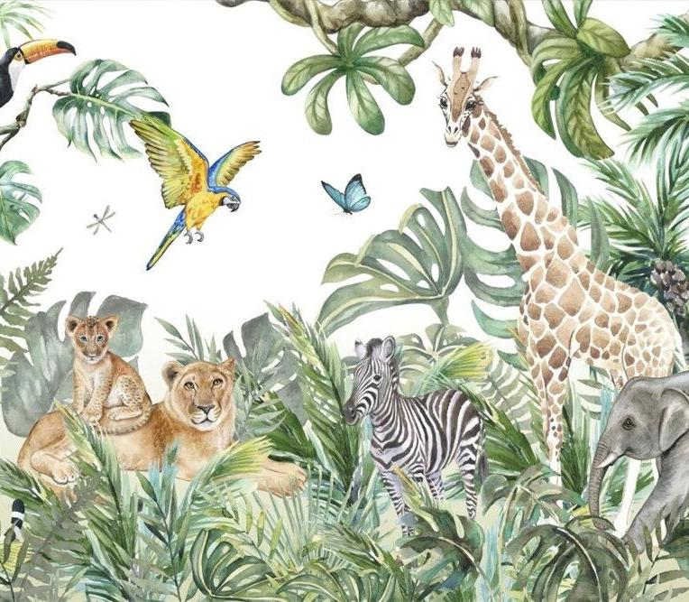 Papier peint jungle enfant faune et flore