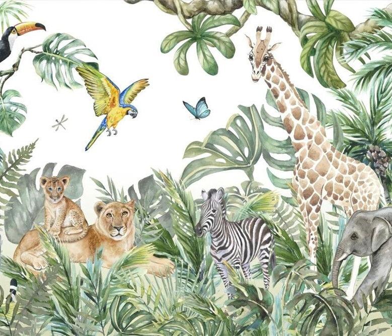 Papier peint jungle enfant faune et flore