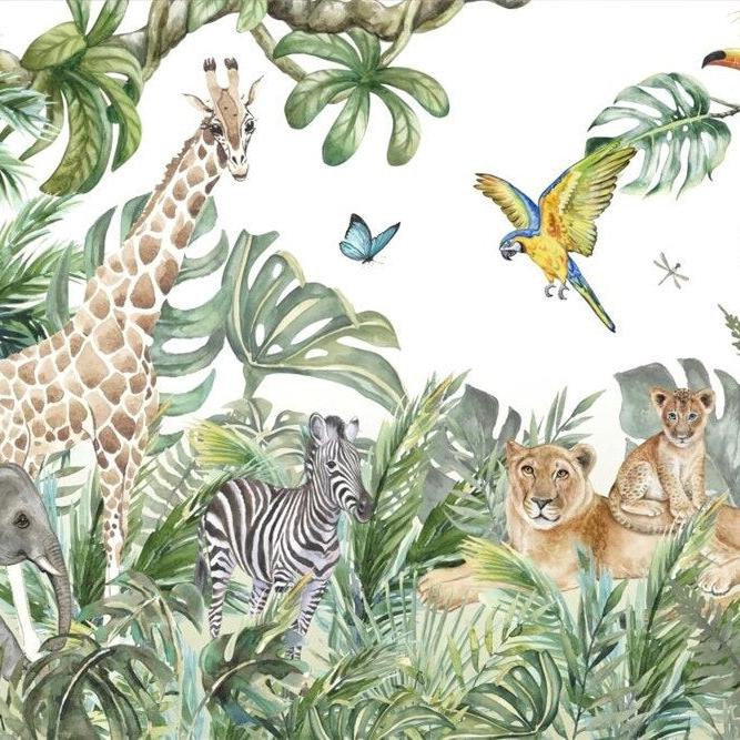 Papier peint jungle enfant faune et flore