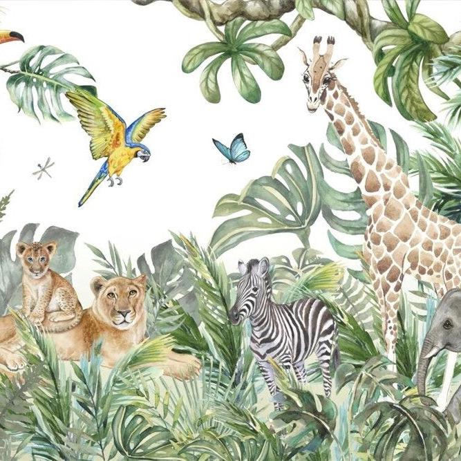 Papier peint jungle enfant faune et flore