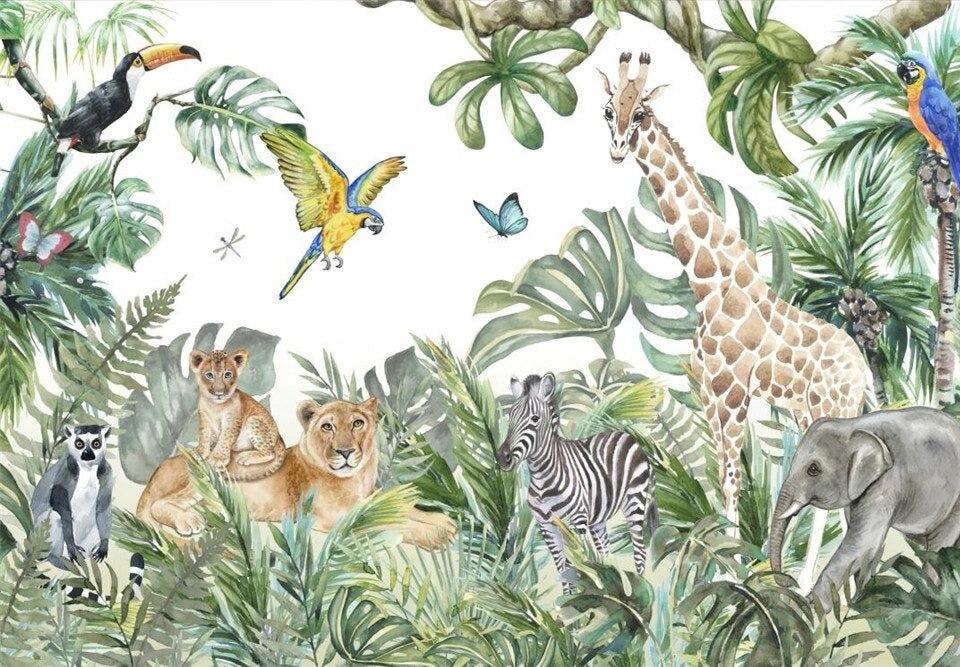Papier peint jungle enfant faune et flore