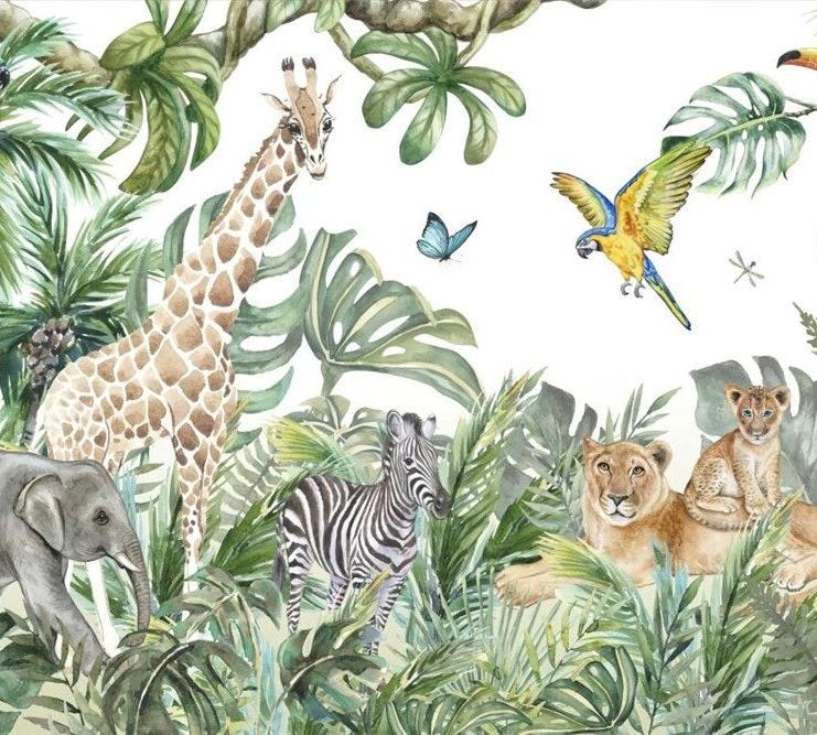 Papier peint jungle enfant faune et flore