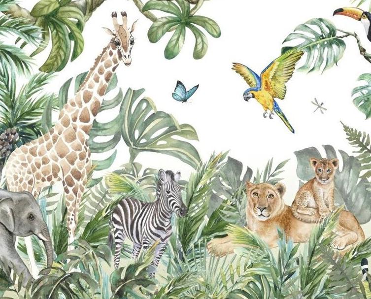 Papier peint jungle enfant faune et flore