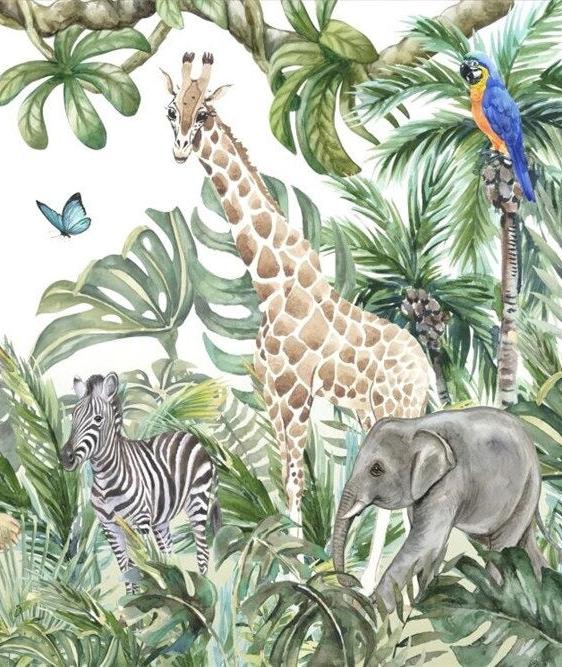 Papier peint jungle enfant faune et flore
