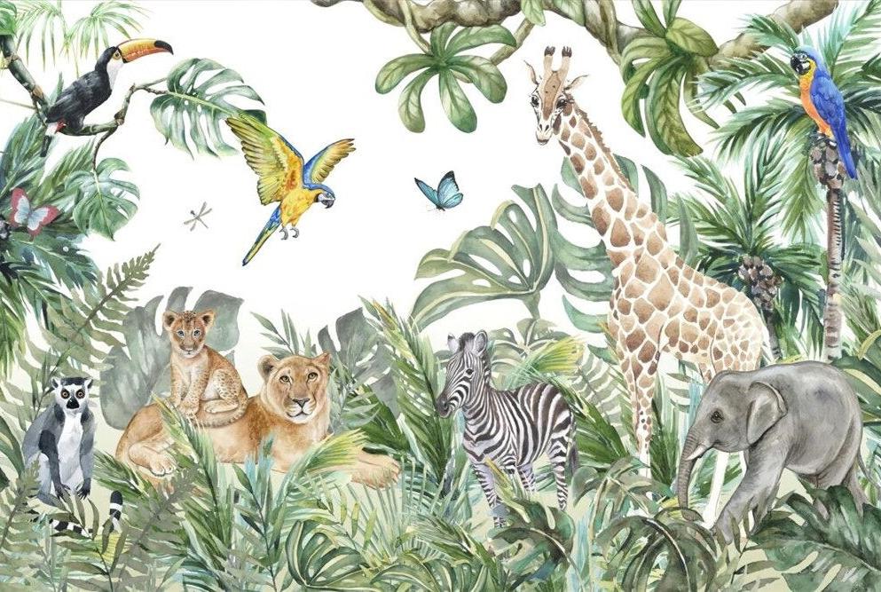 Papier peint jungle enfant faune et flore