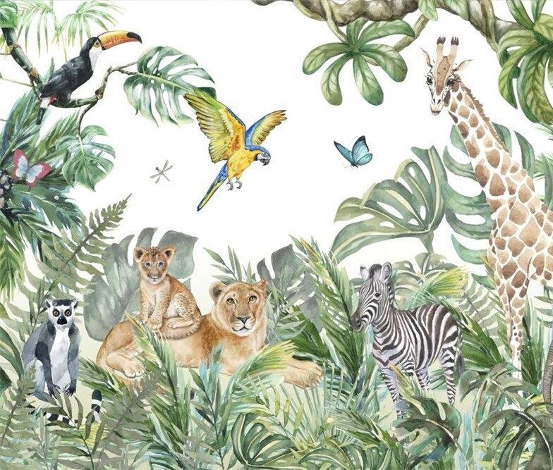 Papier peint jungle enfant faune et flore