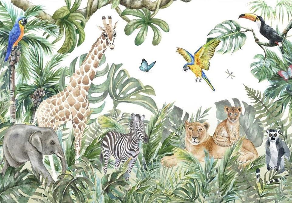 Papier peint jungle enfant faune et flore