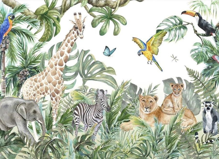 Papier peint jungle enfant faune et flore