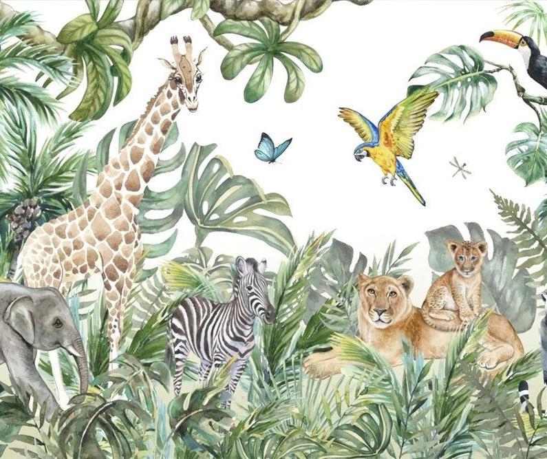Papier peint jungle enfant faune et flore
