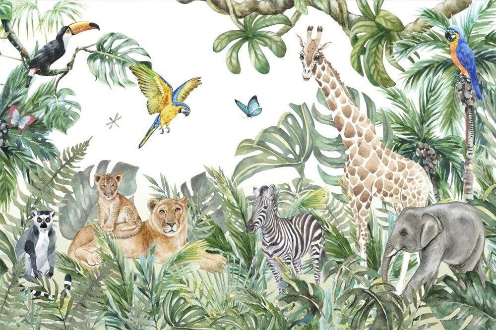 Papier peint jungle enfant faune et flore