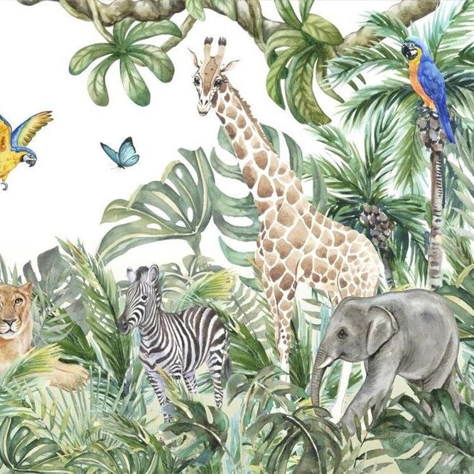 Papier peint jungle enfant faune et flore