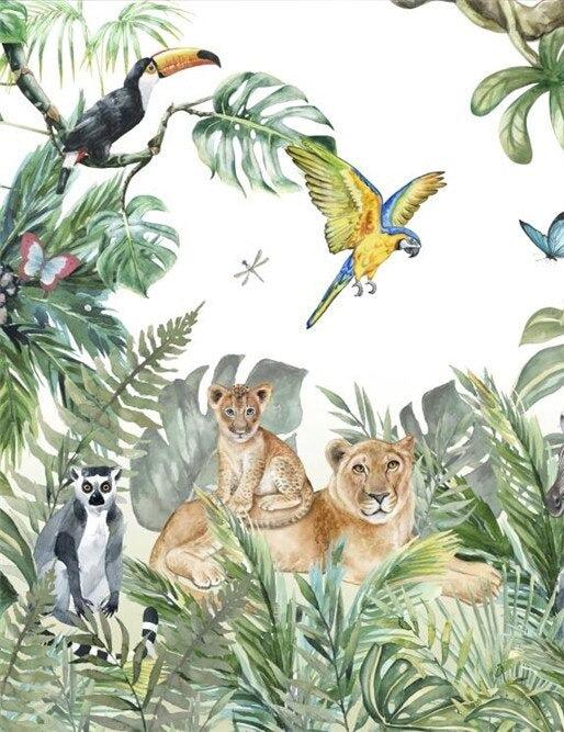 Papier peint jungle enfant faune et flore