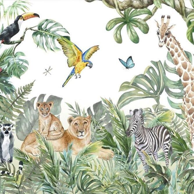 Papier peint jungle enfant faune et flore